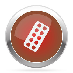 White Tablet Strip icon on red web app button