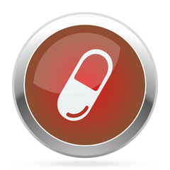 White Pill icon on red web app button