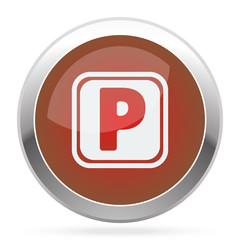 White Parking icon on red web app button