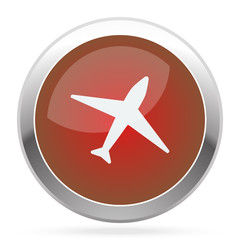 White Airplane icon on red web app button