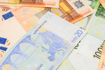 Twenty Euro Banknote On Euro Bills Background