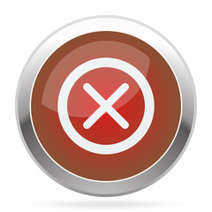 White Cancel icon on red web app button