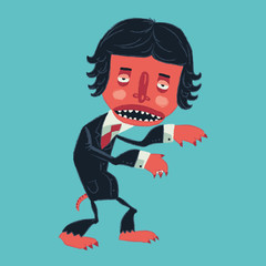 Man in a suit zombies on Halloween party. Vector illustration