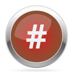 White Hashtag icon on red web app button