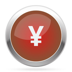 White Yen icon on red web app button