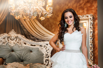 Fototapeta premium Beautiful woman bride in wedding dress