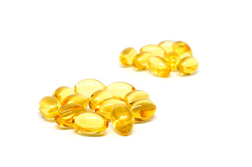 Omega 3 capsules for dieting concept on white background