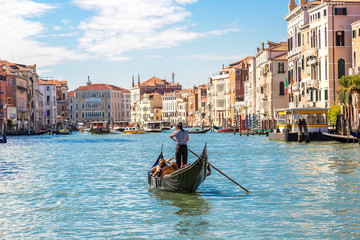 Gondola on Canal Grande in Venice - obrazy, fototapety, plakaty