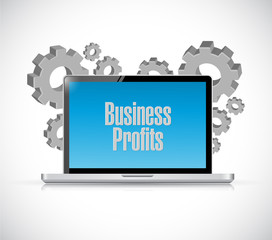 Business profits computer sign concept