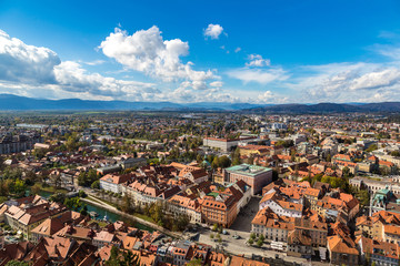 Obraz premium Aerial view of Ljubljana in Slovenia
