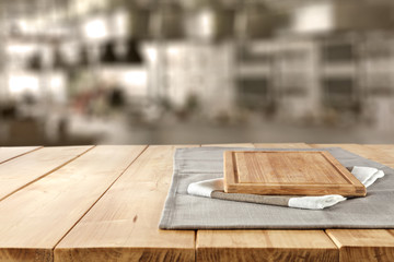wooden desk and kitchen place 
