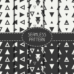 Set of line polygon abstract hipster seamless pattern with triangle. Geometric figures. Wrapping paper. Scrapbook paper. Tiling. Vector illustration. Background. Graphic texture for design