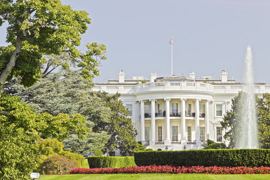View of the White House & it's South Fountain home to the U.S President, Washington DC