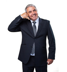 business man calling gesture