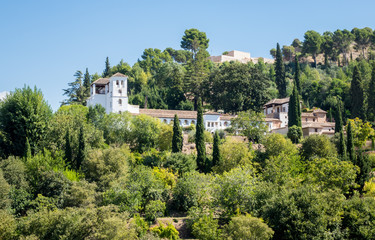 Fototapeta na wymiar View of Generalife gardens in Alhambra in Granada in Spain