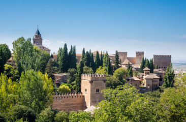 Fototapeta na wymiar View of Alhambra Palace in Granada in Spain