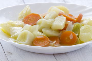 Leeks, potatoes and carrots