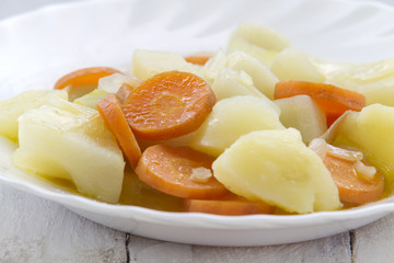 Leeks, potatoes and carrots