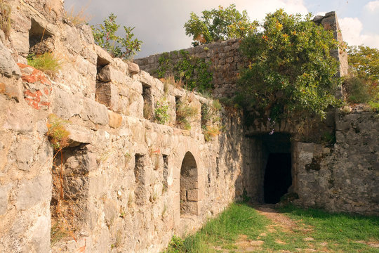 The image ruins of the ancient city wall