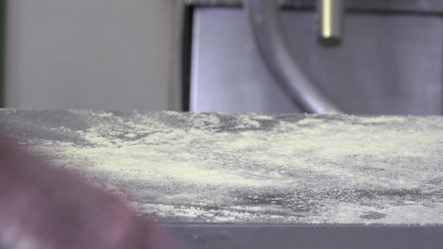 weighing of the bread dough portions 