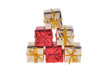 christmas gifts and boxes isolated on white background