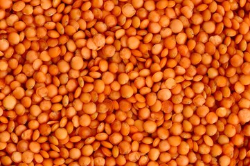 Whole raw red lentils pattern contrast