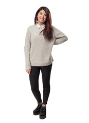 cool chinese woman full body smiling