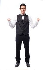 waiter celebrating something