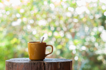 coffee cup on wooden