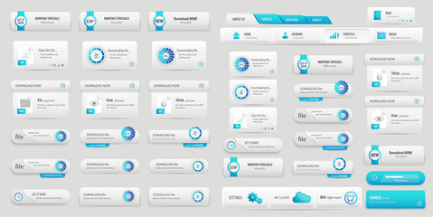 Blue online business buttons set