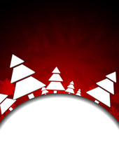 Vector : Empty space and christmas tree on red background