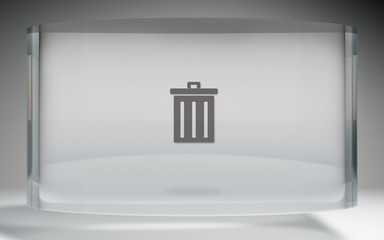 futuristic crystal display trash delete on top