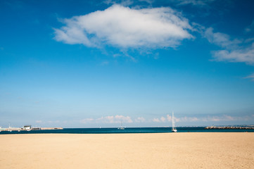 Seascape with single cloud
