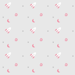 Seamless pattern with rockets. Child pattern. 