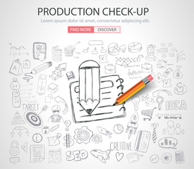 Production Check-up concept with Doodle design style