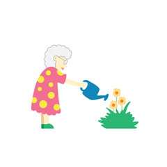 Mother Watering plants Gardening vector illustration