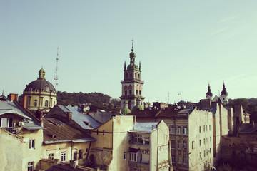Fototapeta premium View from the height of the center of Lviv
