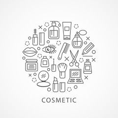 Cosmetics illustration with icons and signs