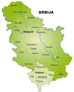 Karte von Serbien