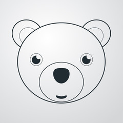 Icono plano cabeza de osito sobre fondo degradado