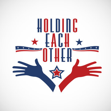 American Holding each other. Political concept