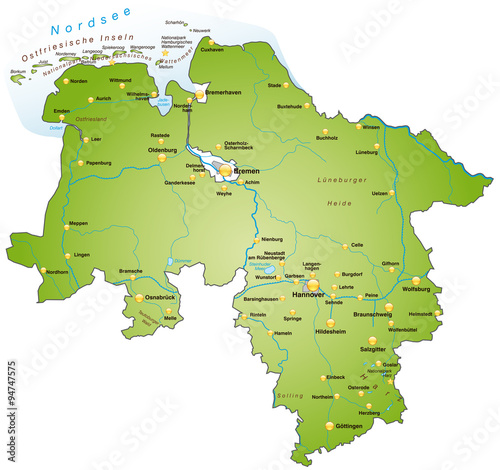 Verwunderlich Niedersachsen Karte Flsse Bild