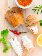 Boiled Flathead lobster, Lobster Moreton Bay bug, Oriental flath