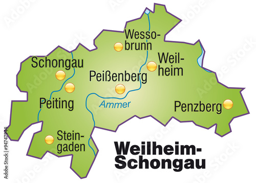 "Karte von Weilheim-Schongau" Stockfotos und lizenzfreie Vektoren auf