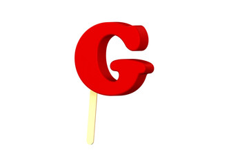 Red candy alphabet letter G