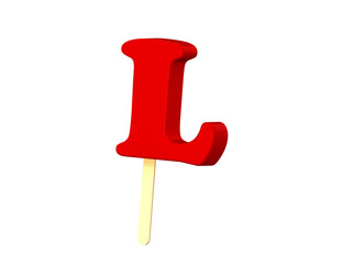 Red candy alphabet letter L
