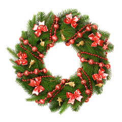 Fototapeta na wymiar Christmas wreath on white background