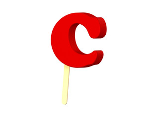 Red candy alphabet letter C