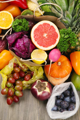 Fruits and vegetables on table