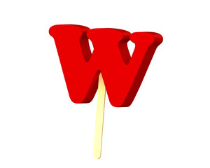 Red candy alphabet letter W